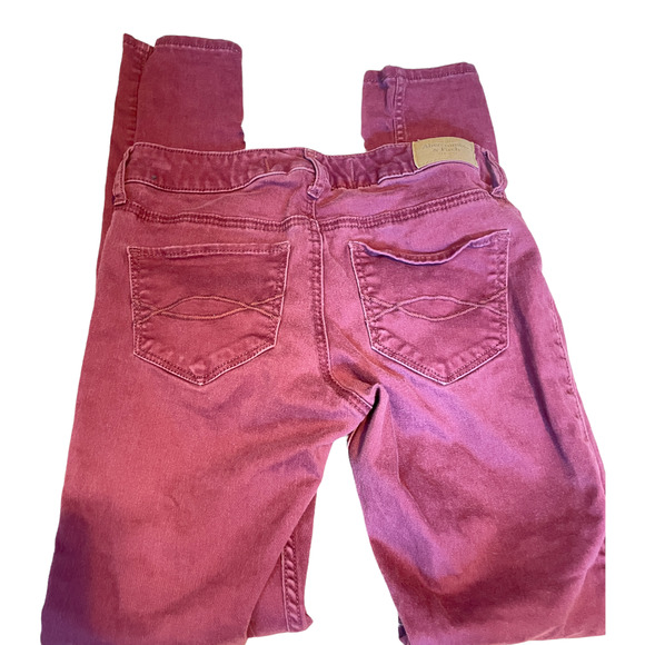Abercrombie & Fitch Maroon Skinny Jeans Burgundy Low Rise Women's Size 2 / 26 - Picture 5 of 8